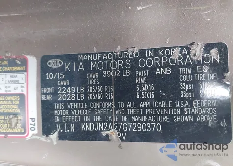 2016 Kia Soul from USA, damaged, VIN KNDJN2A27G7290370